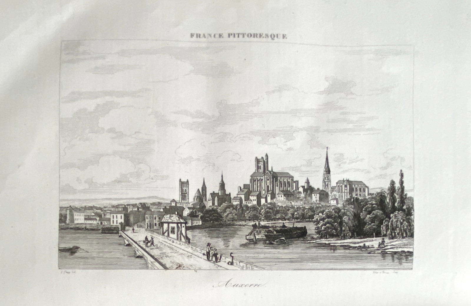 Picturesque France Engraving 1835 – View Of The City Of Auxerre