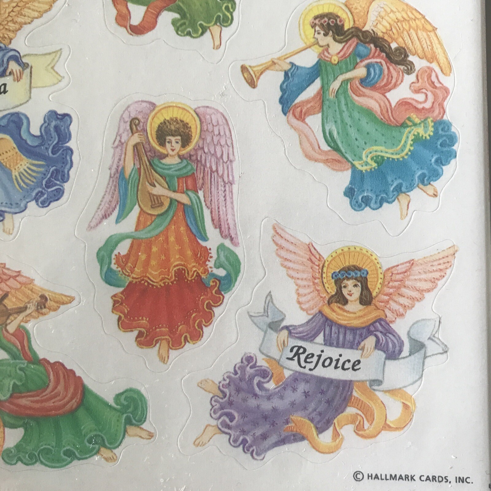 Vintage Hallmark Angels Christmas Stickers NIP 4 Sheets SEALED Musical Rejoice