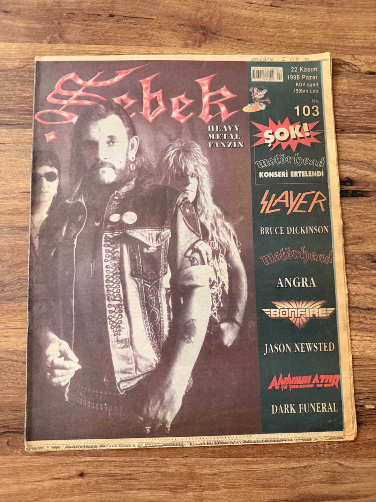 Motorhead Lemmy Cover Sebek Magazine 1998 Turkey Heavy Metal Slayer Iron Maiden