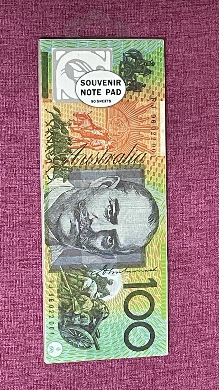 New AUSTRALIA Souvenir Notepad 50 Sheets￼Banknote Fridge $100