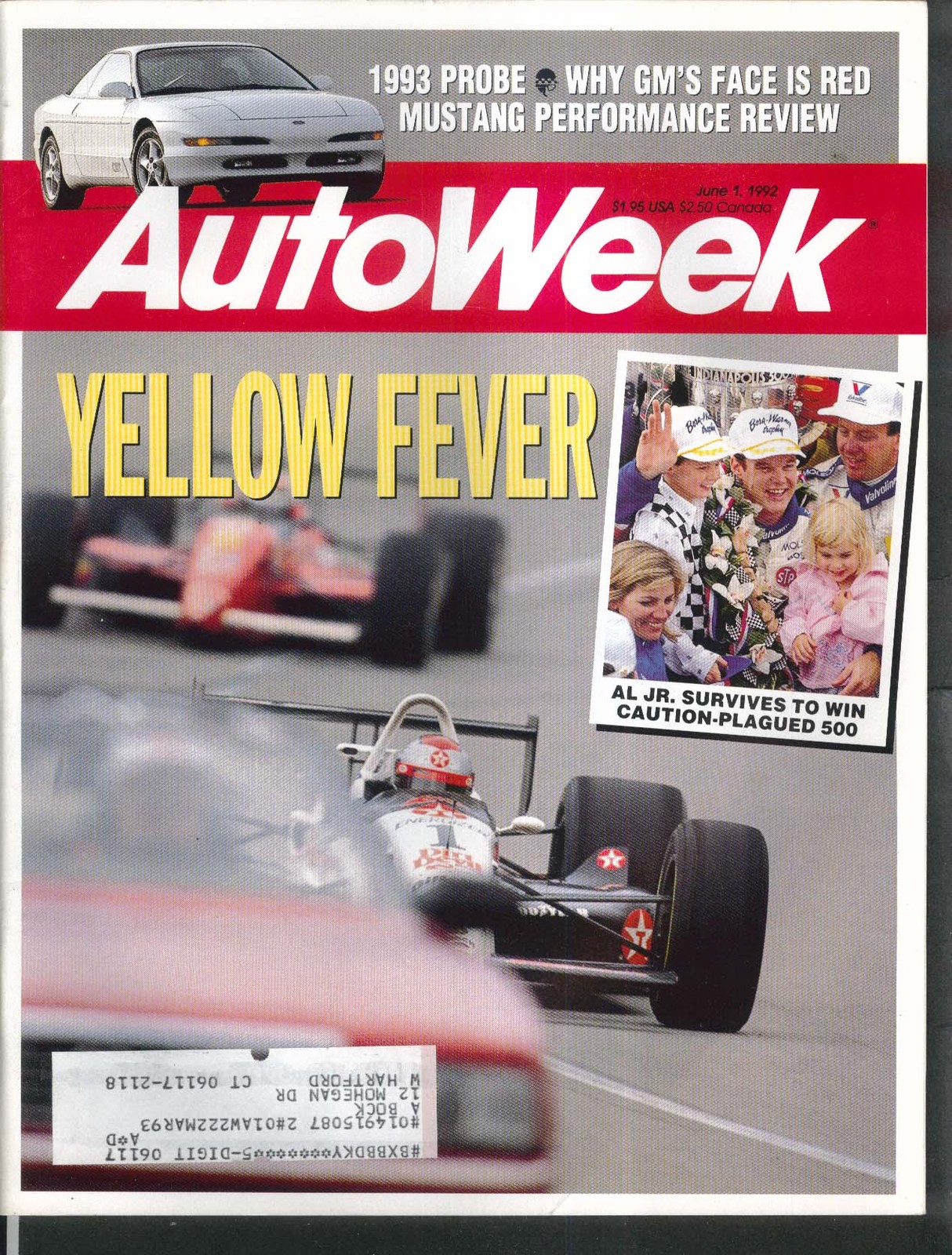 AUTO WEEK 1993 Ford Probe Mustang Indy 500 Dale Earnhardt 6/1 1992