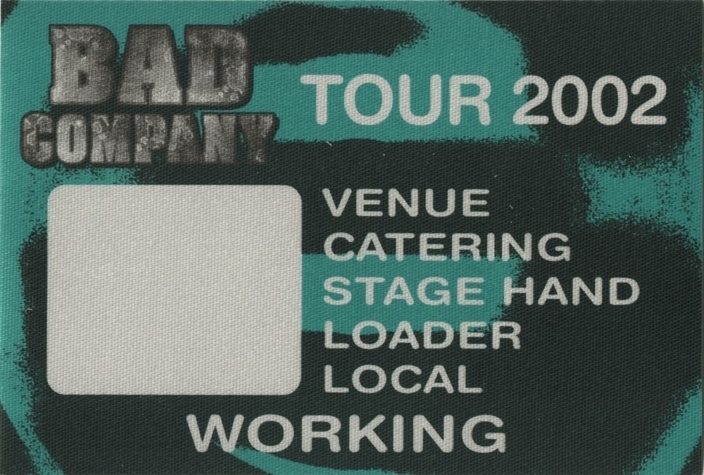 Bad Company 2002 concert tour Working Crew Backstage Pass