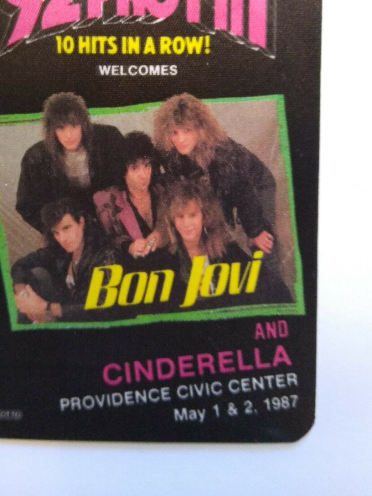 Bon Jovi Cinderella Backstage Concert Pass Original 1987 Hard Rock Music Vintage