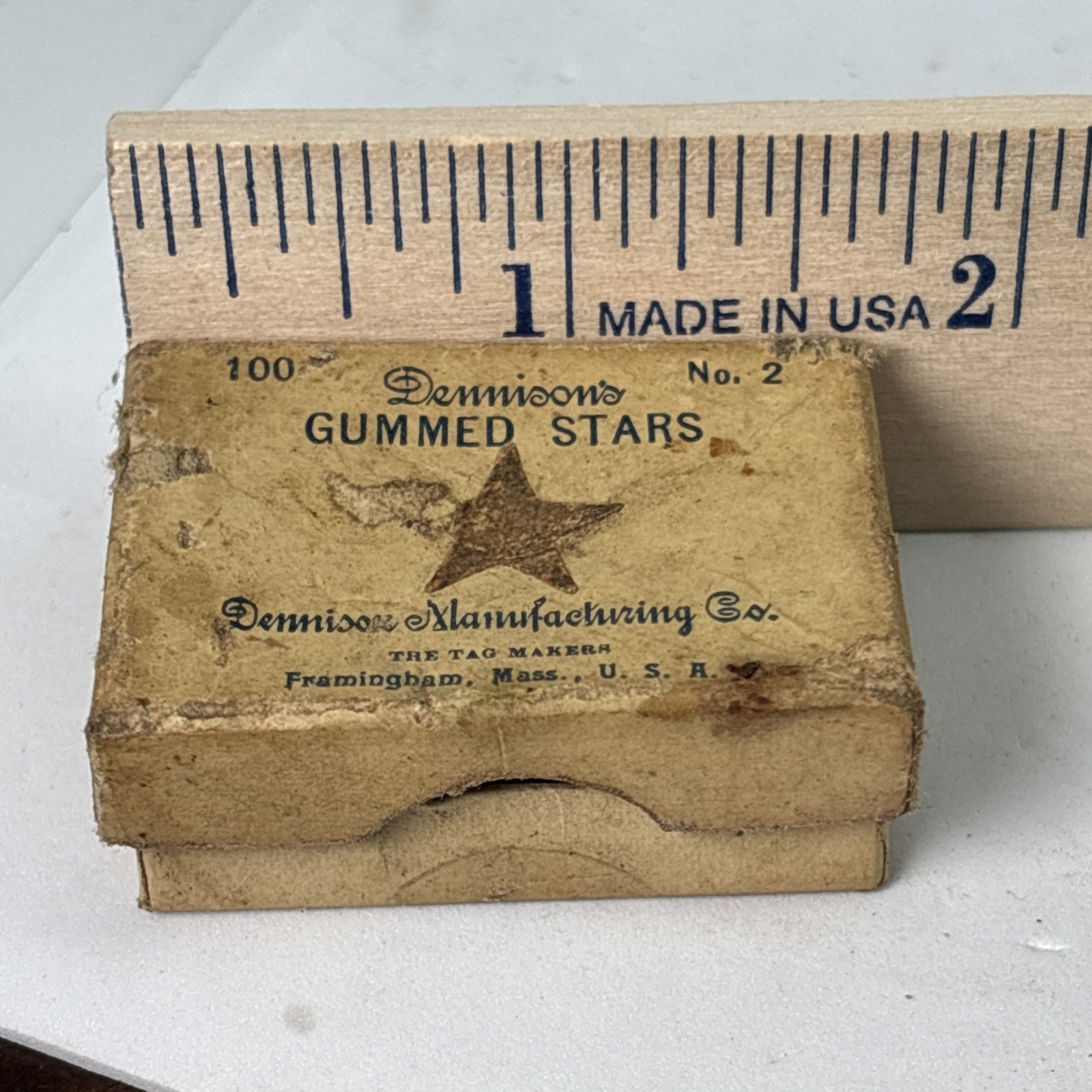 Antique Old Box of Dennison’s Metallic Gummed Stars No. 2-100 Count USA