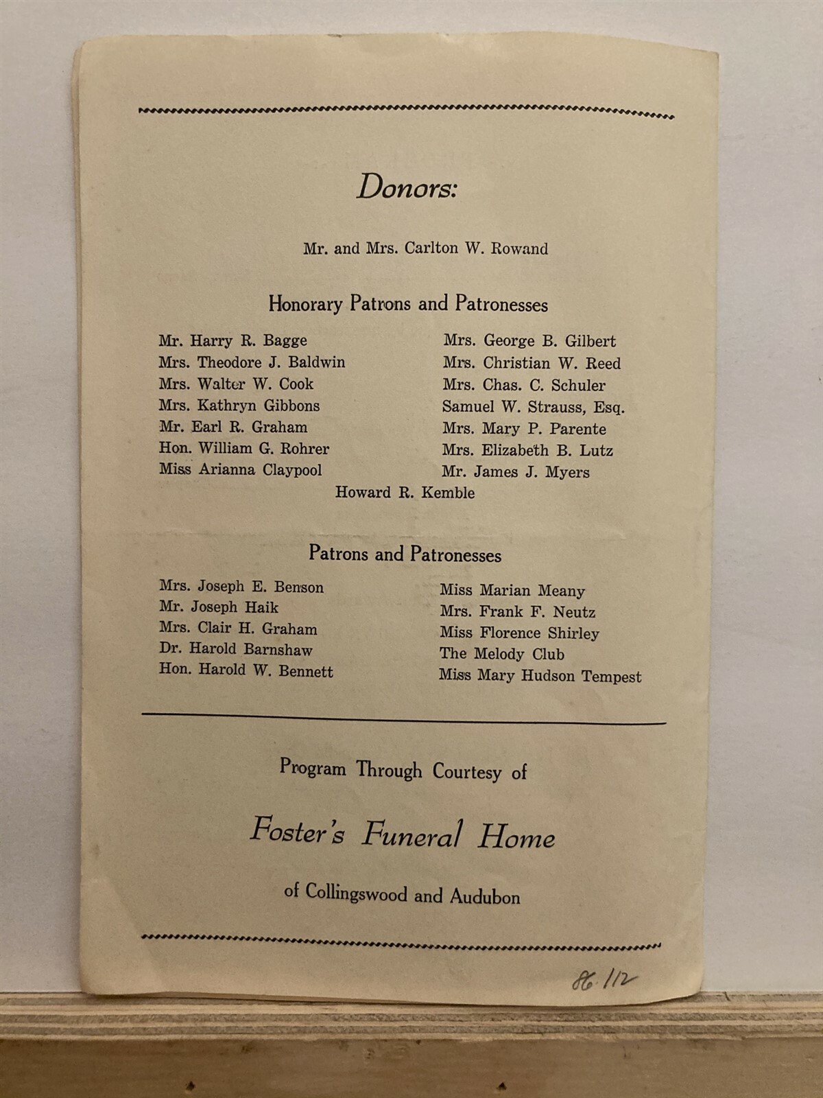 1968 Beethoven Club of Camden Cherry Hill Mall Concert Program New Jersey NJ Vtg