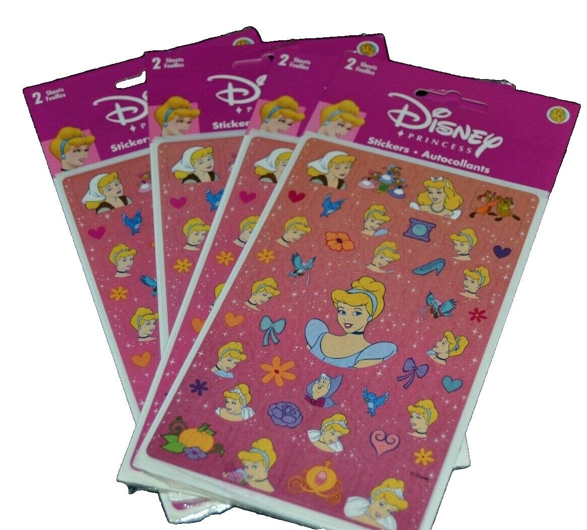DISNEY CINDERELLA Princess Sticker Packs Sandylion Acid Free Sealed! Lot 4 x 2
