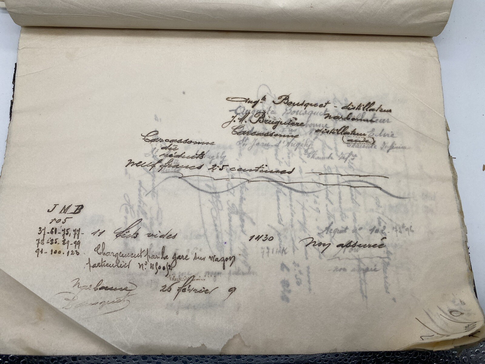 Bousquet-Combes, distiller in Narbonne, commercial correspondence, early 20th…