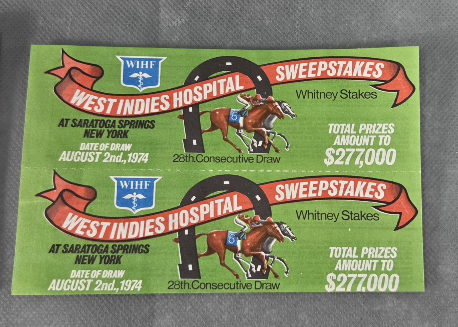 Vintage 1974 WEST INDIES HOSPITAL Advertising SWEEPSTAKES Ticket Book PRIZE LIST