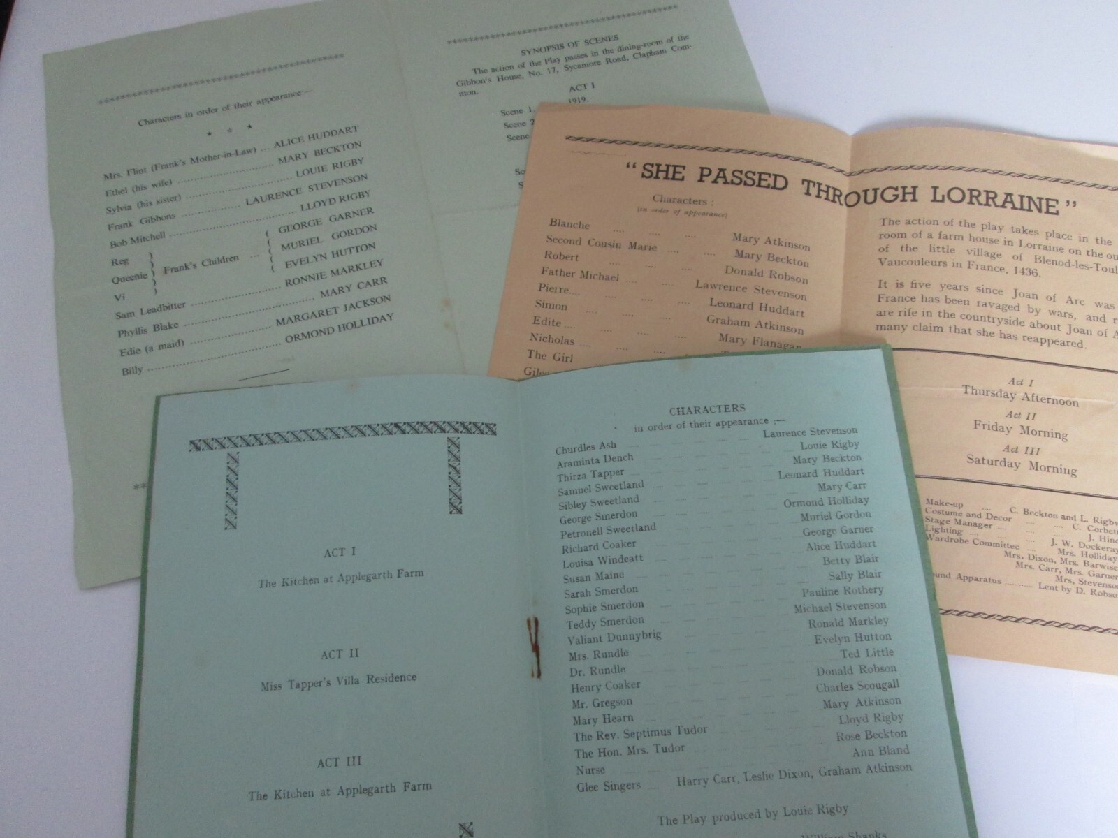 Three Vintage 1950’s Abbey Town Cumberland Dramatic Society Programmes C40