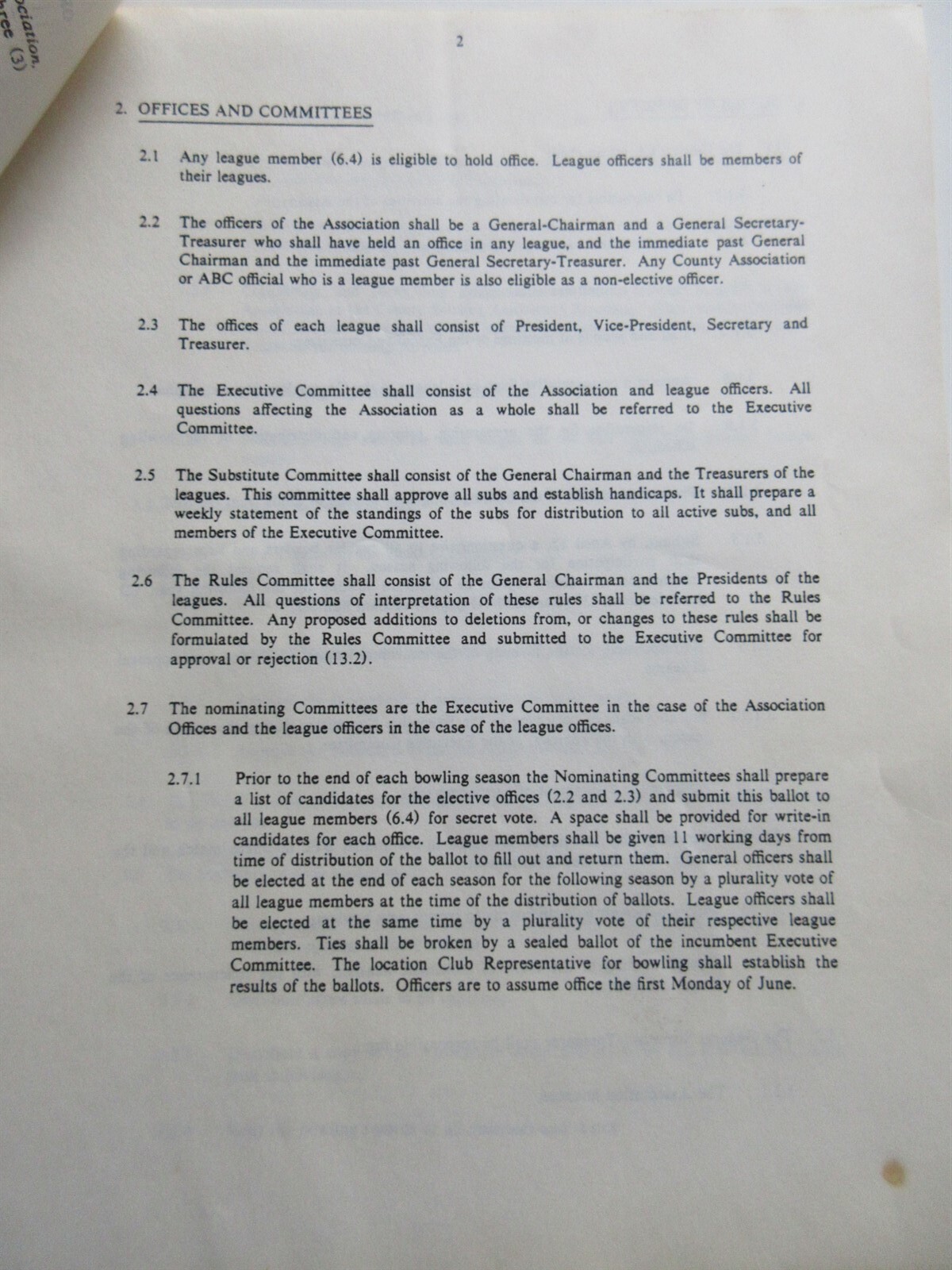 1984-85 AT&T Bell Laboratories Murray Hill Men’s Bowling Association Rules