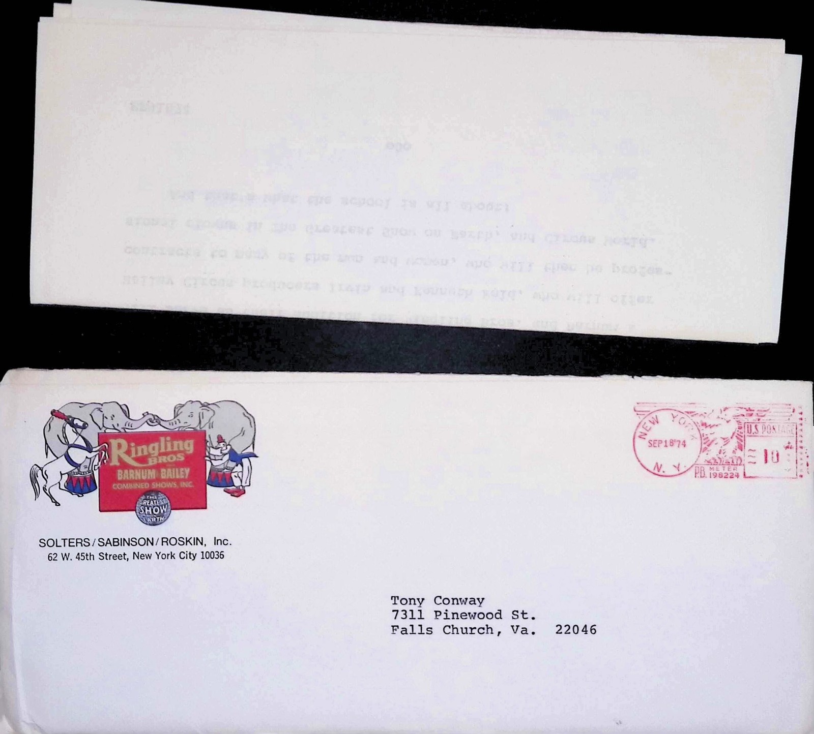 Ringling Bros Barnum & Bailey Circus Press Release 1974 Clown College Venice FL