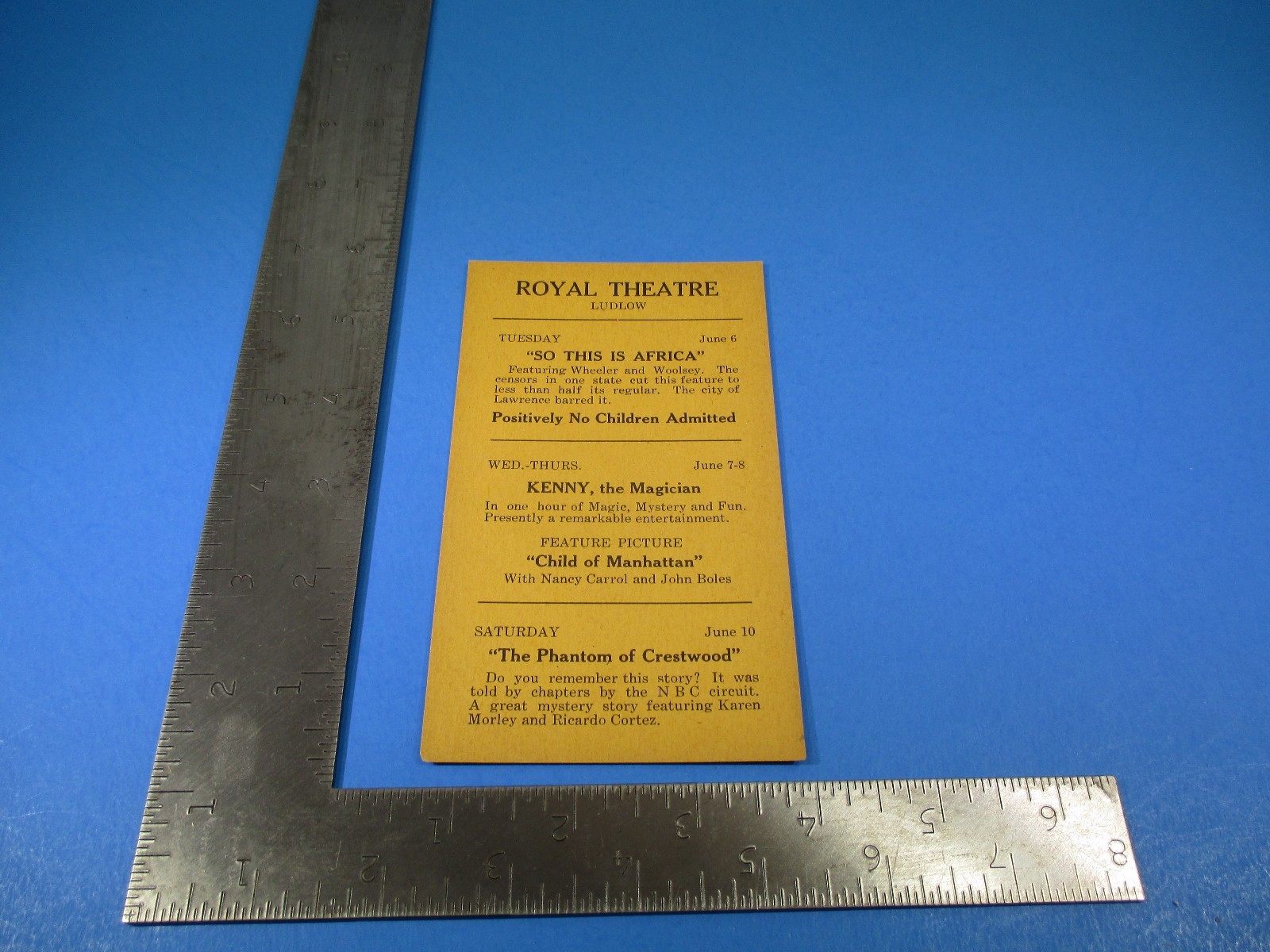 Vintage June Royal Theatre Ludlow Vermont Play Programs and Times S5734