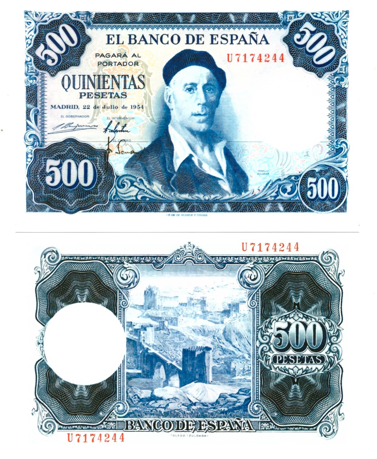 u Reproduction Note Spain 500 Pesetas 1954 Pick #148 4700R