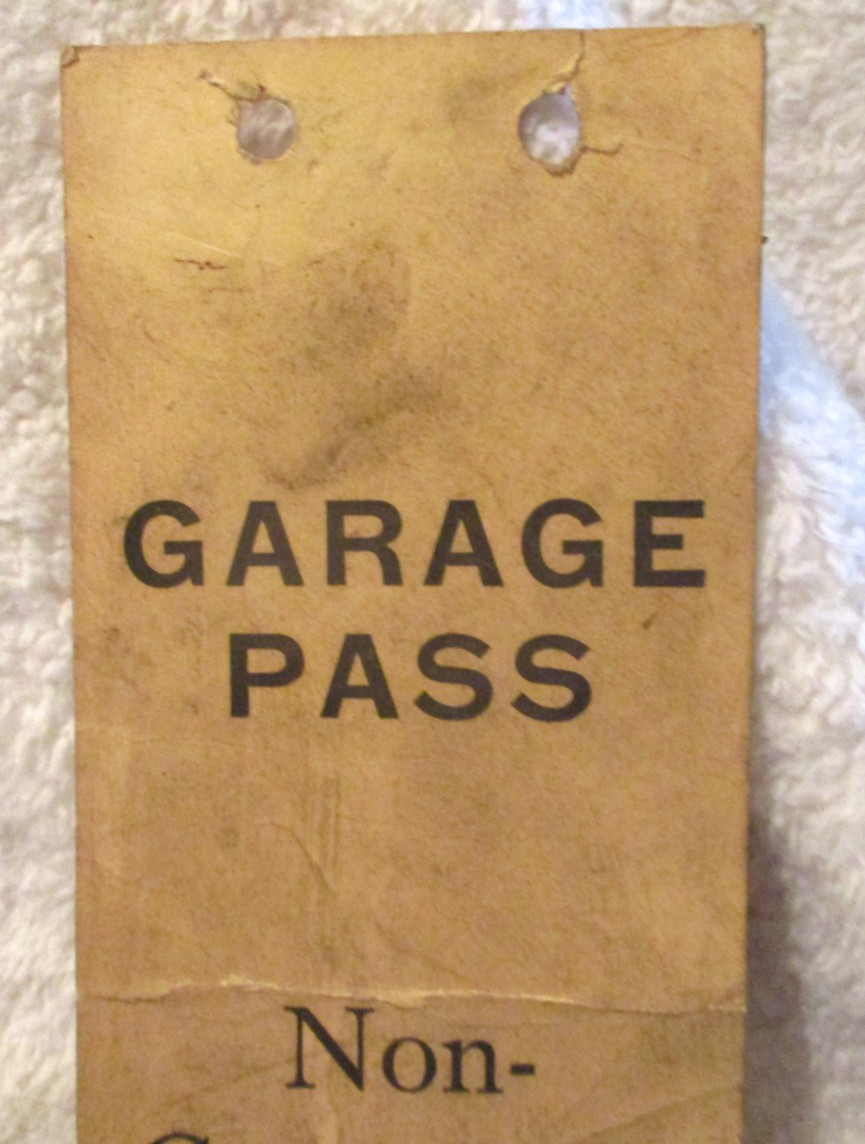 Collectible~Garage Pass~Non-Competive~Technical Inspection Station~Car Racing