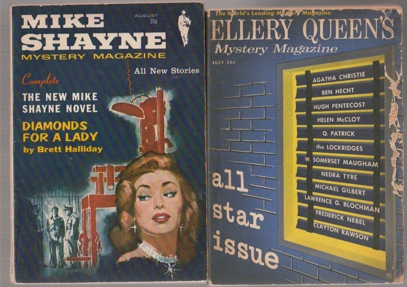 D873aa Lot Of 2 Mike Shayne Ellery Agatha Christie Mystery Paperback Books