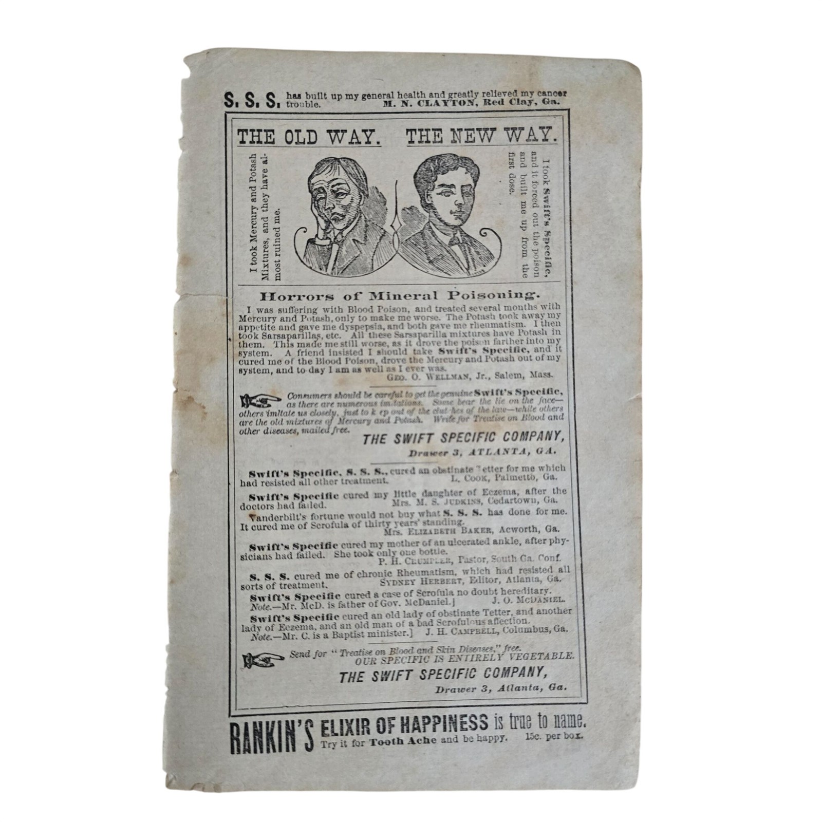 Antique 1885 Patent Medicine Advertising Lot Victorian Ephemera S.S.S Almanac