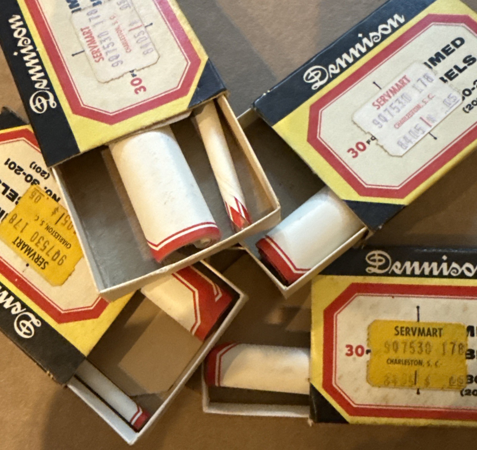 1950’s Dennison Gummed Labels (Lot of 4 Boxes) NOS Rare Vintage USA Made