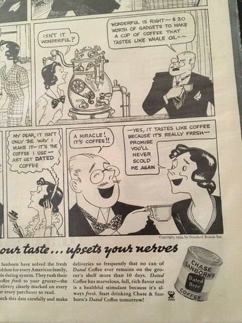 Vintage 1935 – Chase Sanborn Coffee Mr Mrs Goof Cartoon Magazine Print Ad
