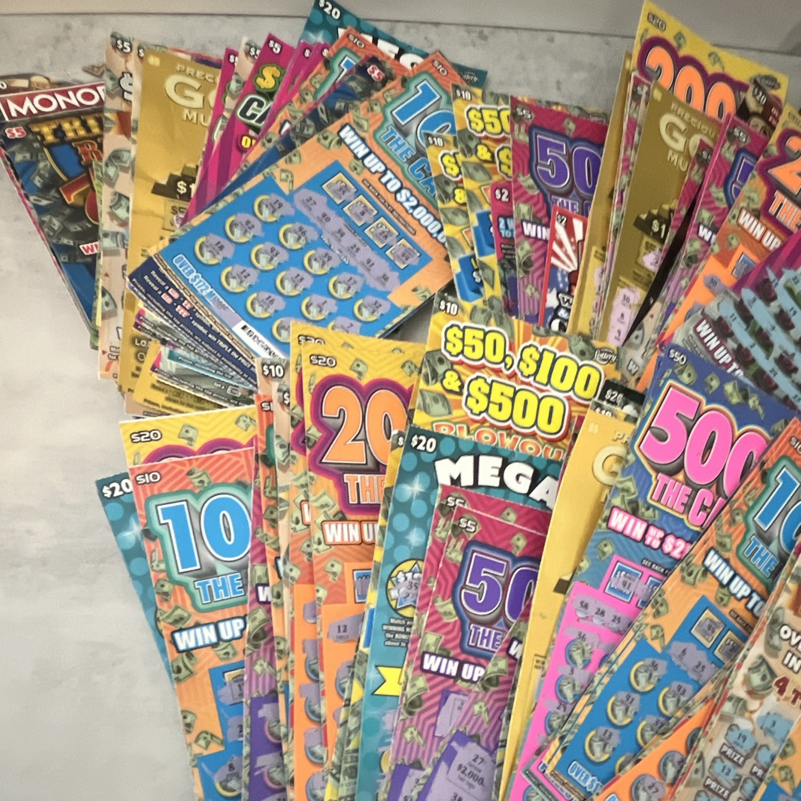 Mixed Lot Scratch-Off Lottery Game Tickets (Mixed Designs)-Non Winning
