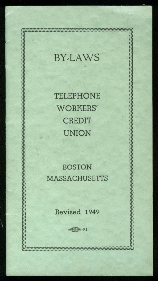 Telephone Workers Credit Union By-Laws Boston MA 1949