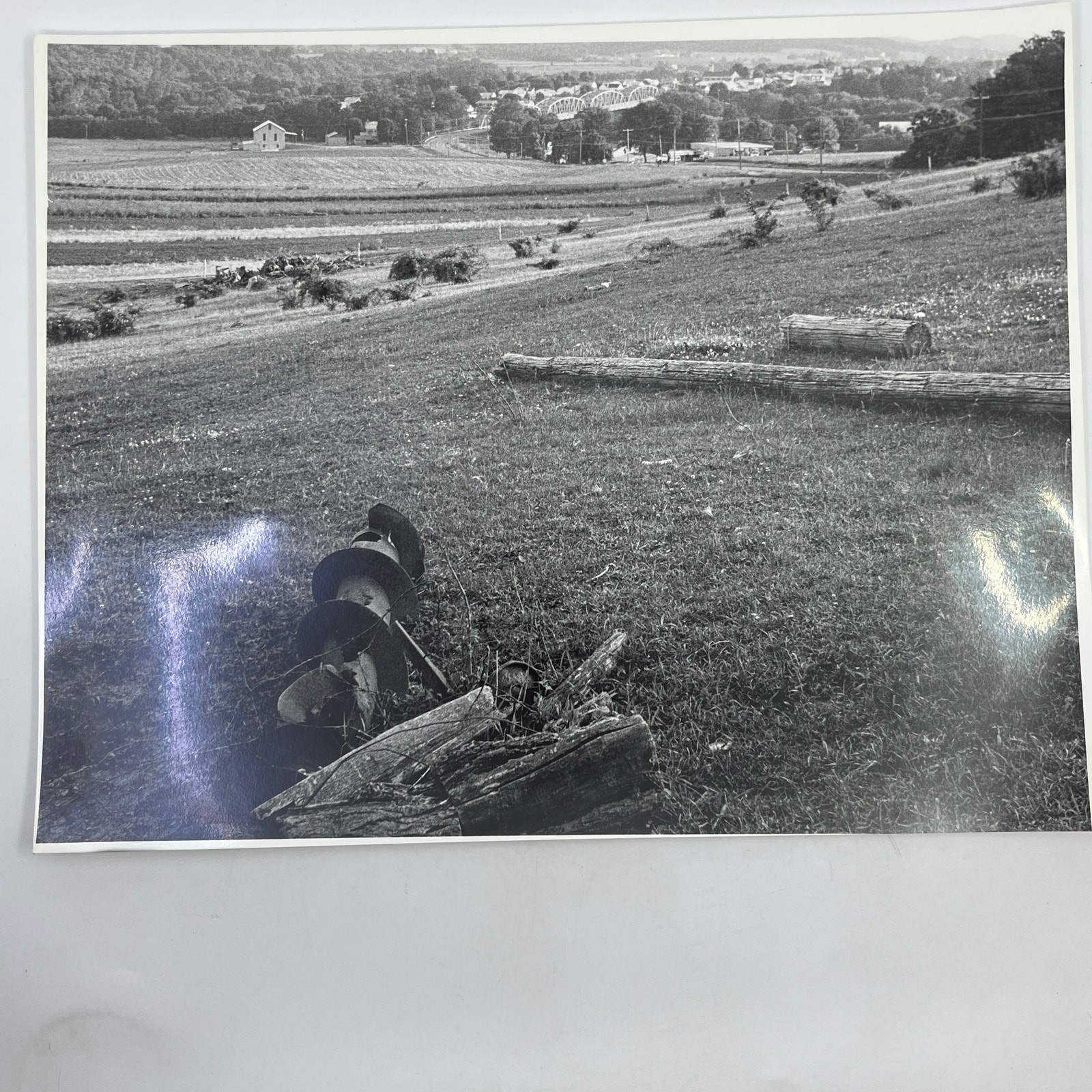 Vtg Original B&W Photo Farmhouse Scene Pasture RA Kennedy 11×14 FL4