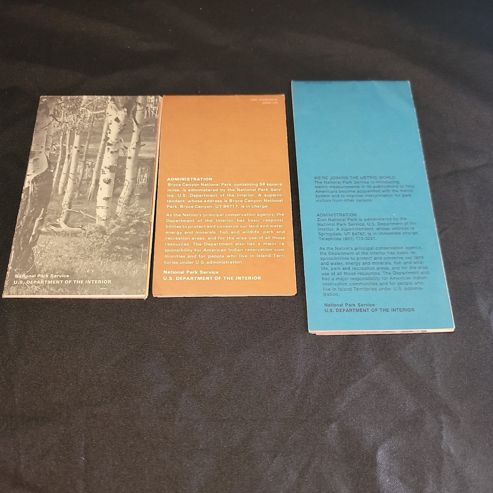 Vintage c1974 Zion, Bryce Canyon, North Rim Grand Canyon Detail Maps Lot Of 3