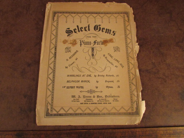 vintage sheet music Select Gems piano-Forte civil war era Evans brothers publish