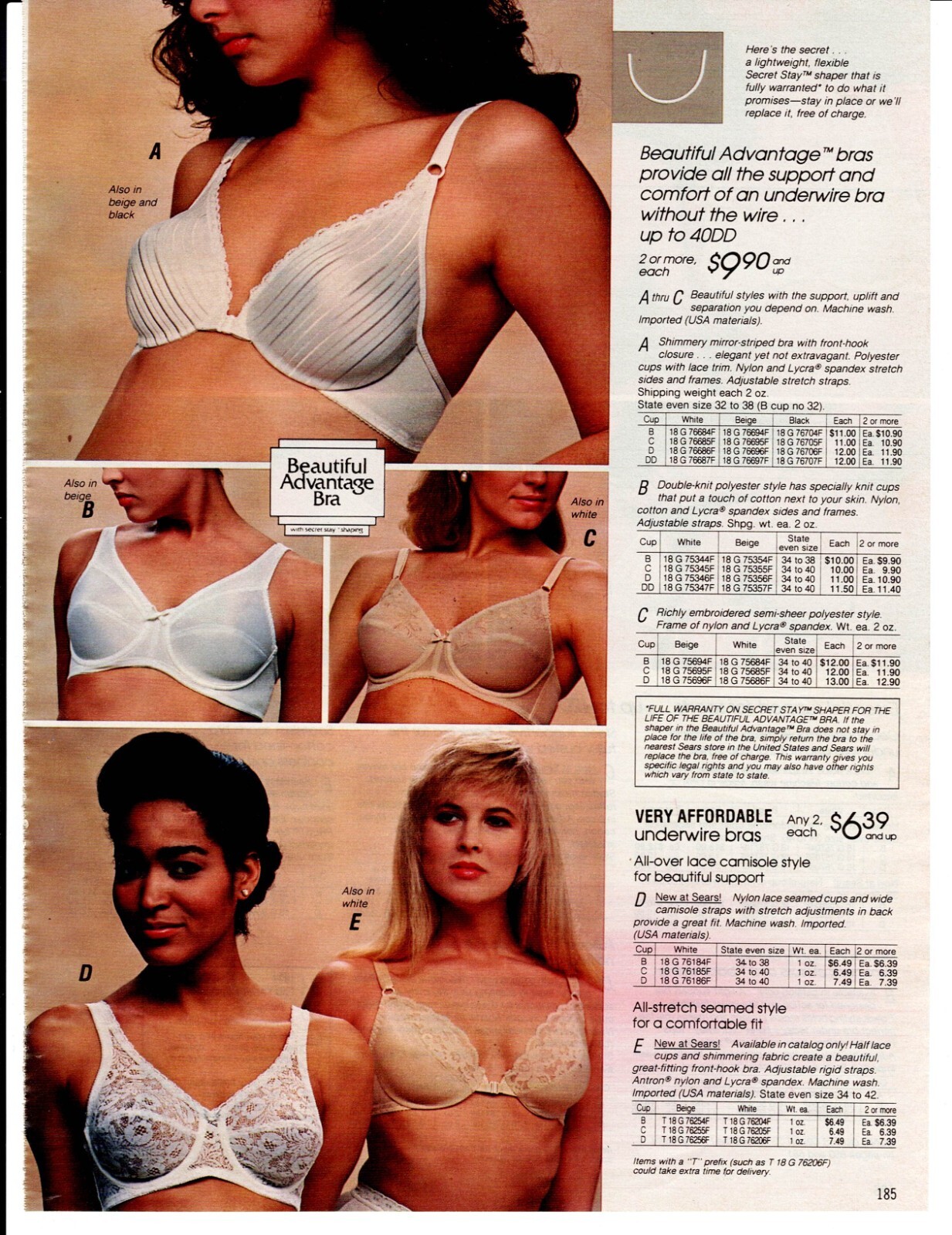 VINTAGE 80’S CATALOG LADIES BRAS PHOTO CLIPPING AD PRINTS