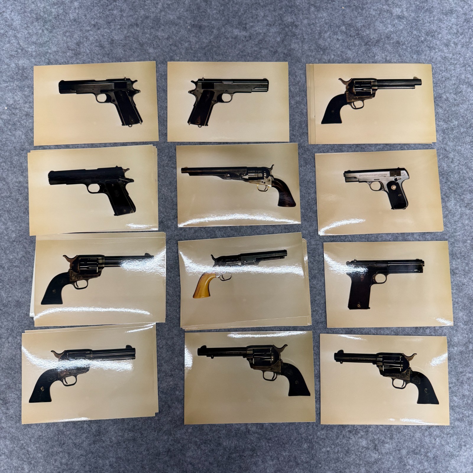 Vintage Handgun & Revolver Collector Cards Photograph Reference Cards Lot of 64