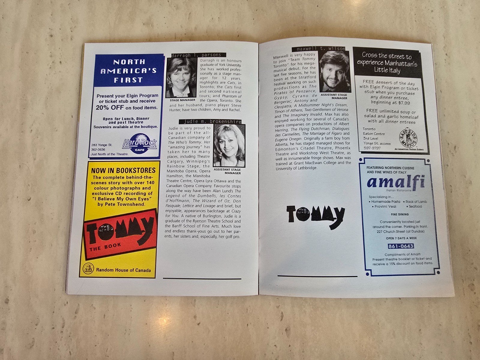 1995 The Who’s Tommy Musical Curtain Call Programme Spring 95 Edition Tyley Ross