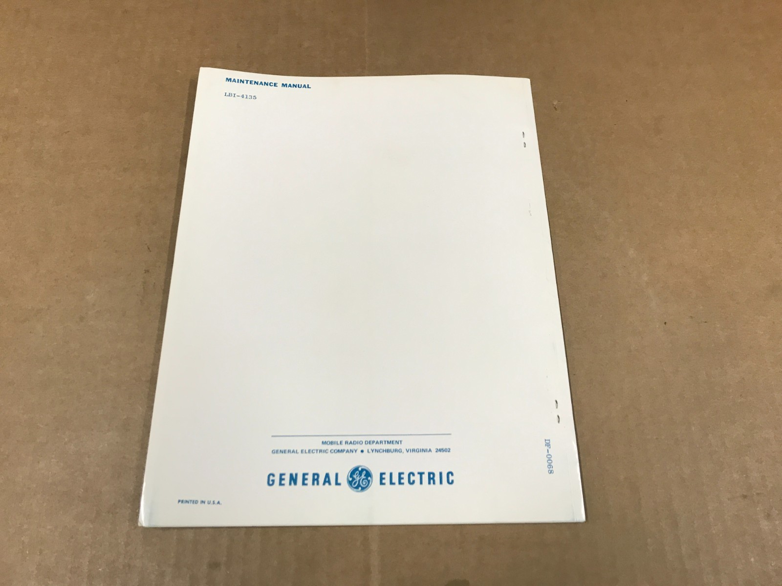 Vintage GE Model 4EP64A10 Battery Chargers Maintenance Manual