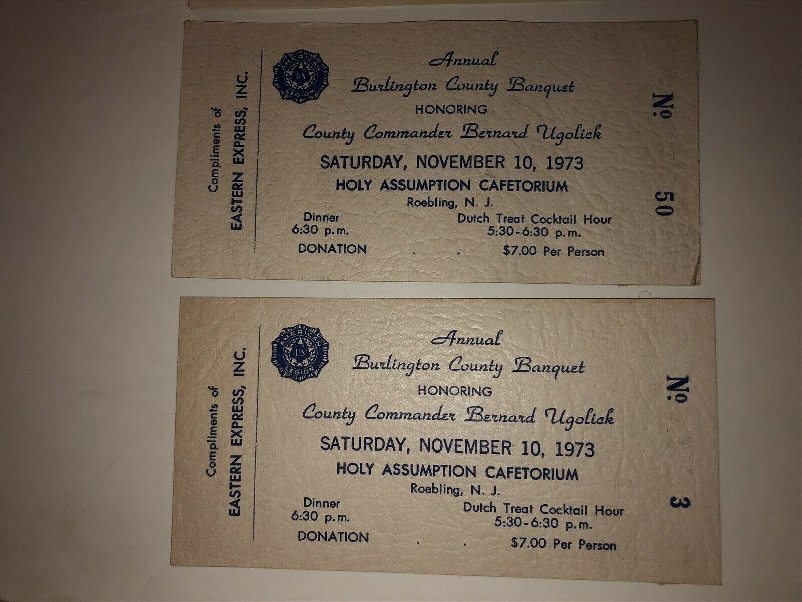 1973 Veterans Day Dance Banquet Items Burlington County American Legion NJ Vtg