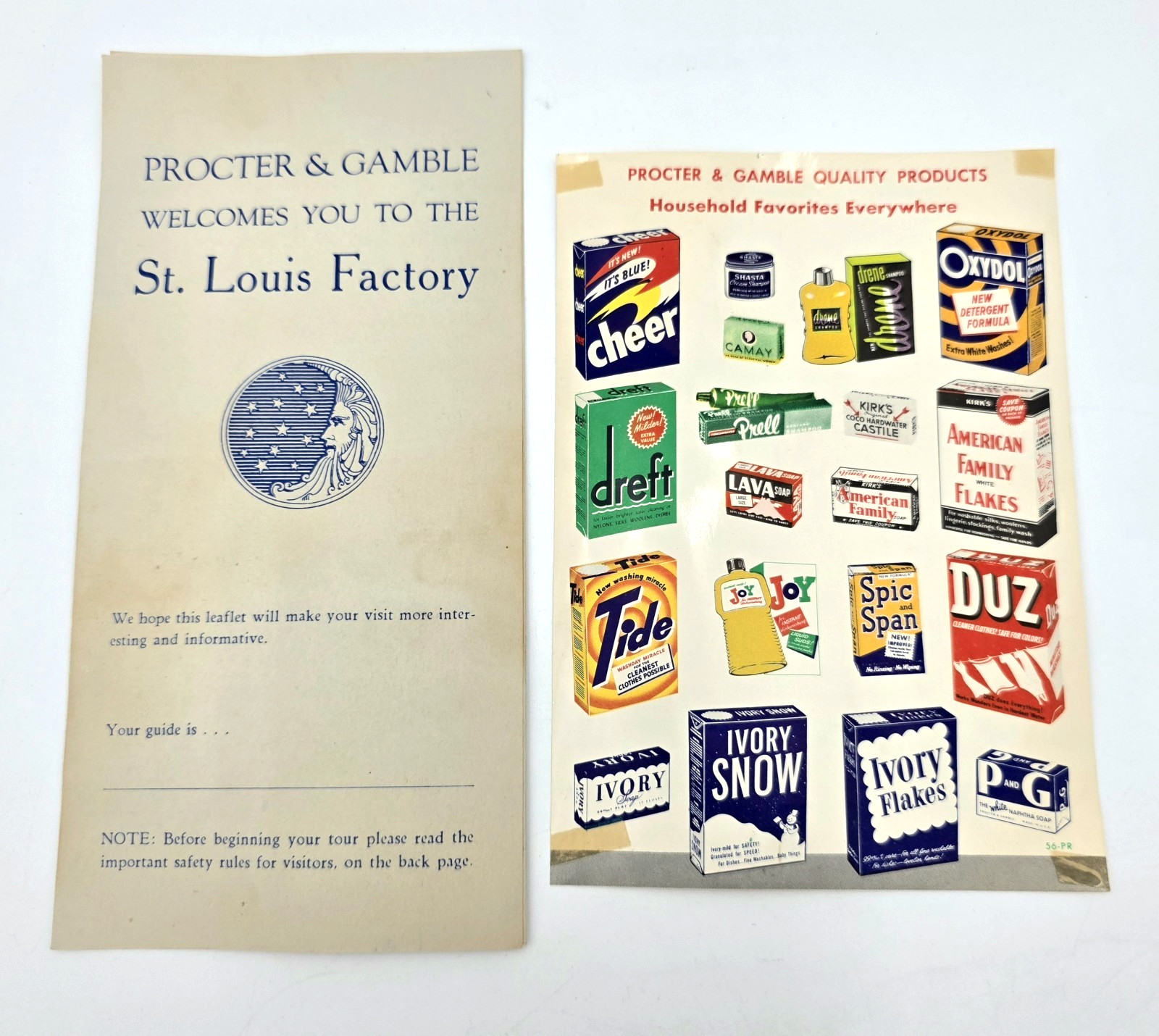 1950s Procter Gamble St Louis Factory Tour Brochure Product Sheet VTG