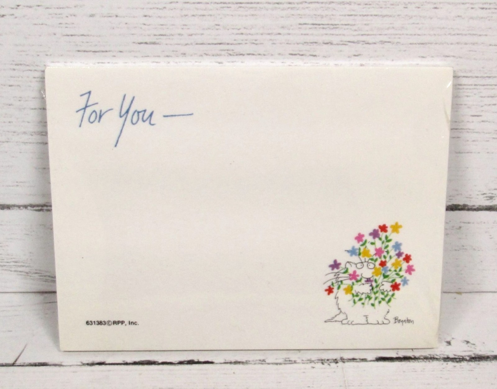 Vintage 80s Sandra Boynton Post It Note Pad Cat Hold Flowers For You Retro Cute