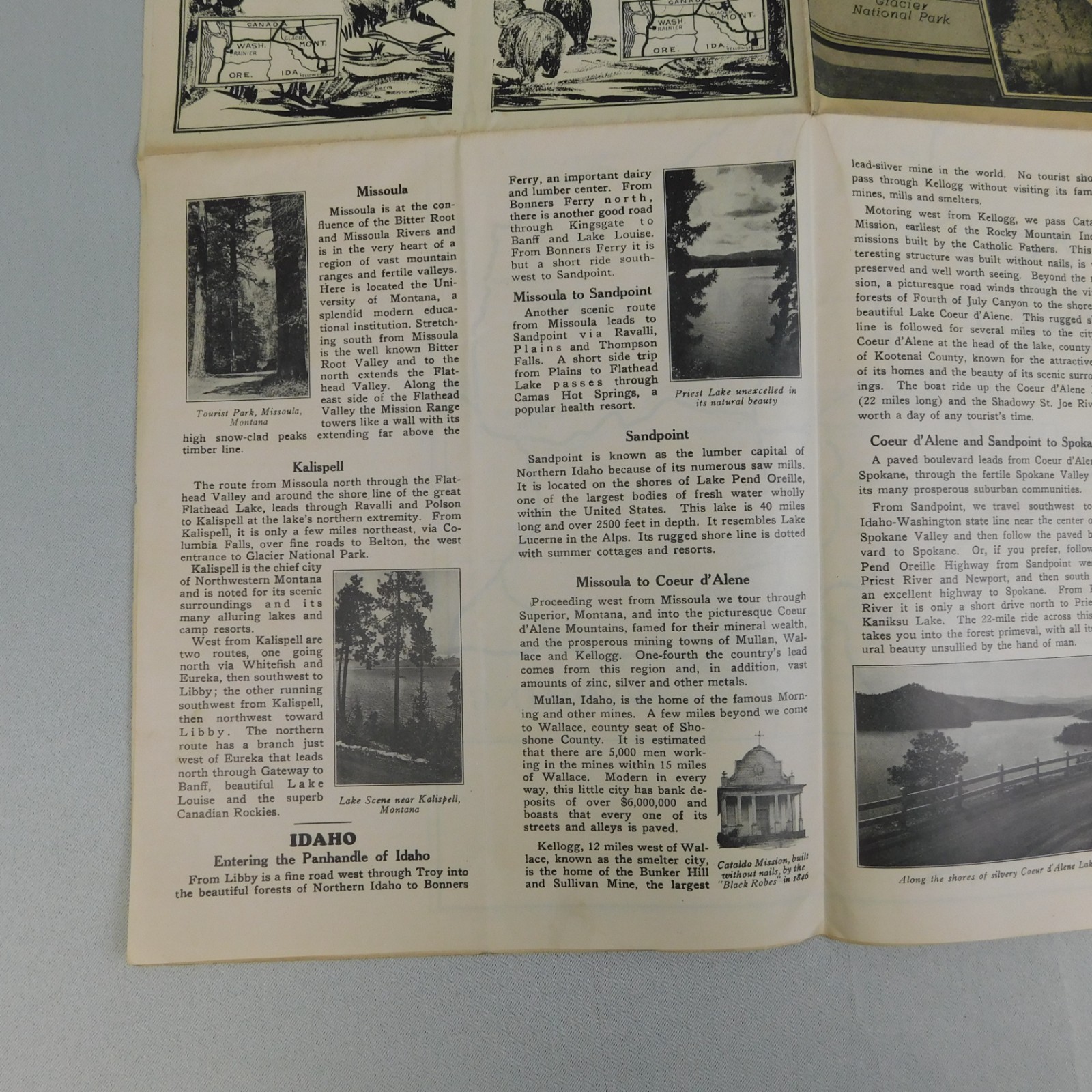Vintage 30s Pacific Northwest Scenic Highways Driving Tour Travel Brochure Map
