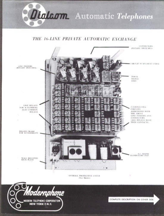 Dialcom Automatic 16-Line Exchange Telephone sheet 1940s