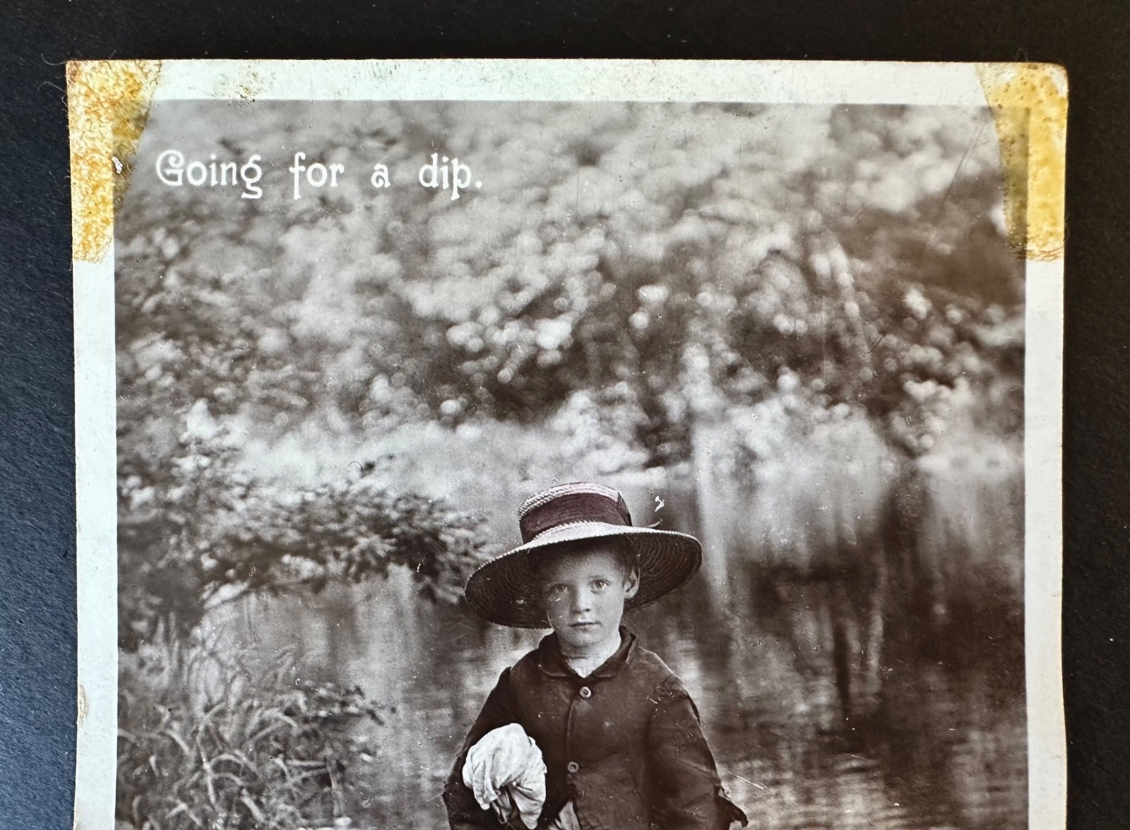Antique Photo Postcard Poor Boy Going For A Dip c1910 Aristophot Real Photo PC