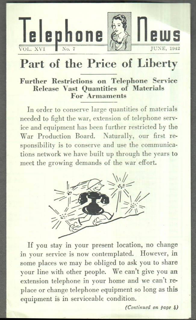Southern New England TELEPHONE NEWS 6 1942 new restrictions in wartime &c