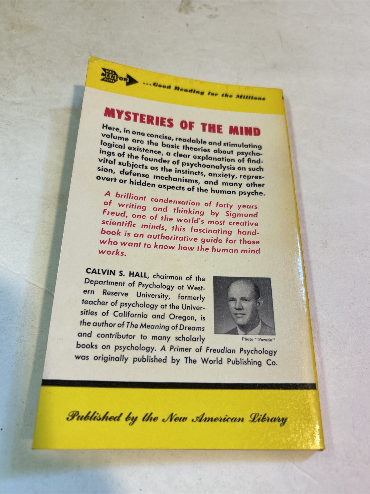 A PRIMER OF FREUDIAN PSYCHOLOGY CALVIN HALL COLLECTIBLE MENTOR NON FICTION NOVEL