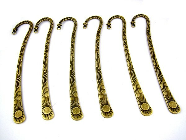 12pc Celestial Antiqued Bronze Bookmark With Loop 123mm craft books sun stars