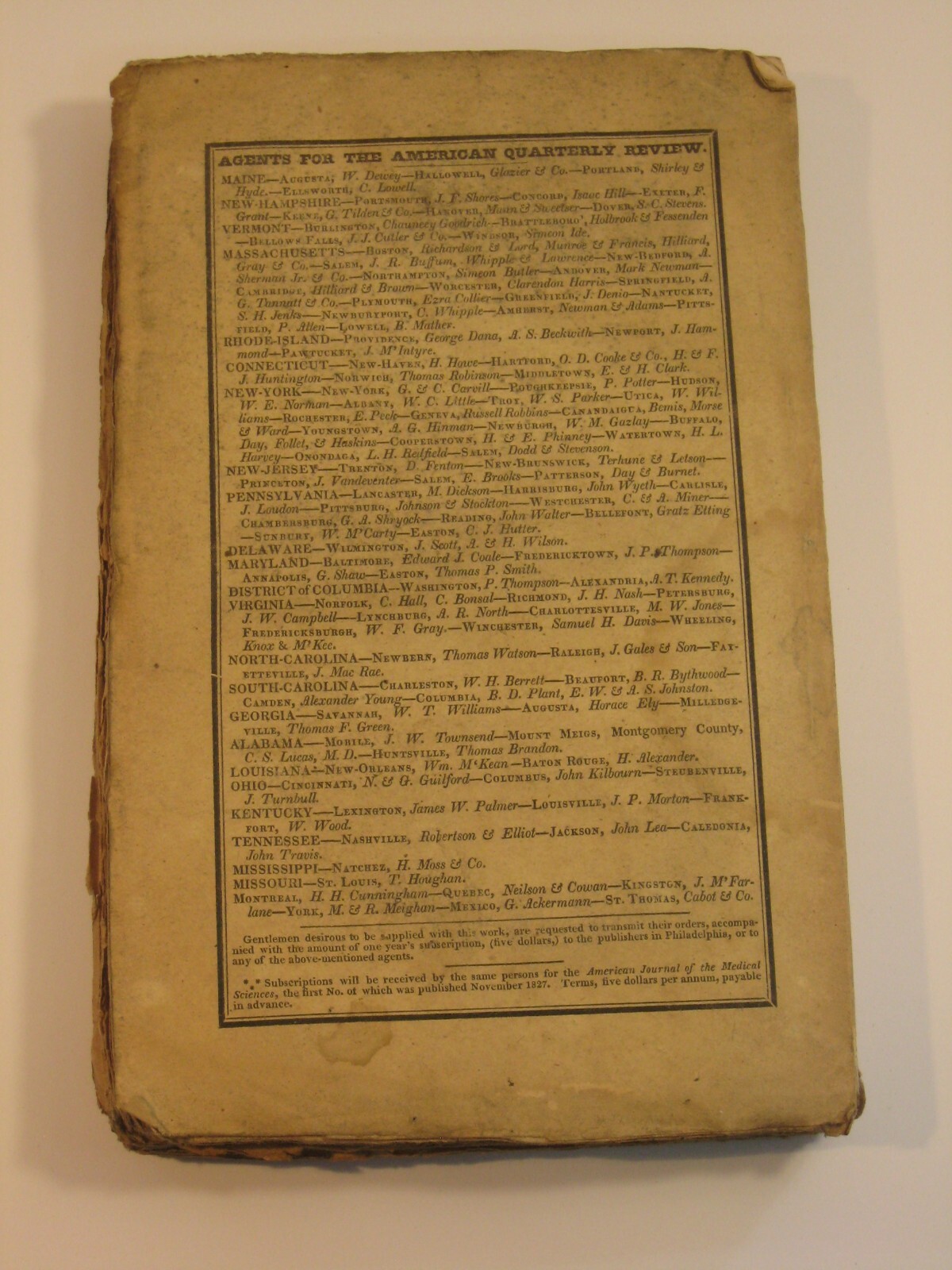 1828 The American Quarterly Review June No. VI Philadelphia