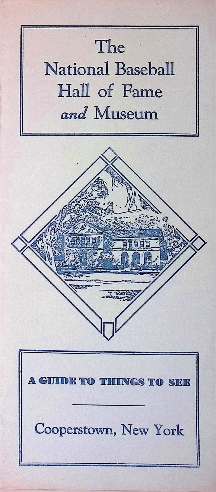 National Baseball HOF Brochure c1950s Cooperstown NY Guide Illustration