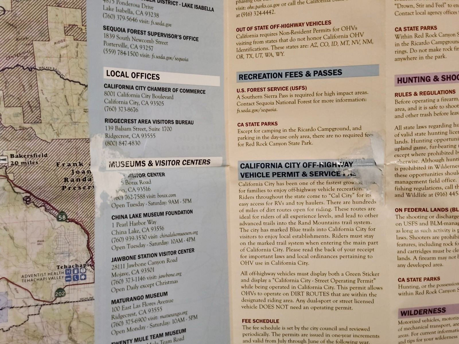 Jawbone Canyon & BLM Ridgecrest Area OHV Off Road 4×4 Motorized & Non-Motor Map
