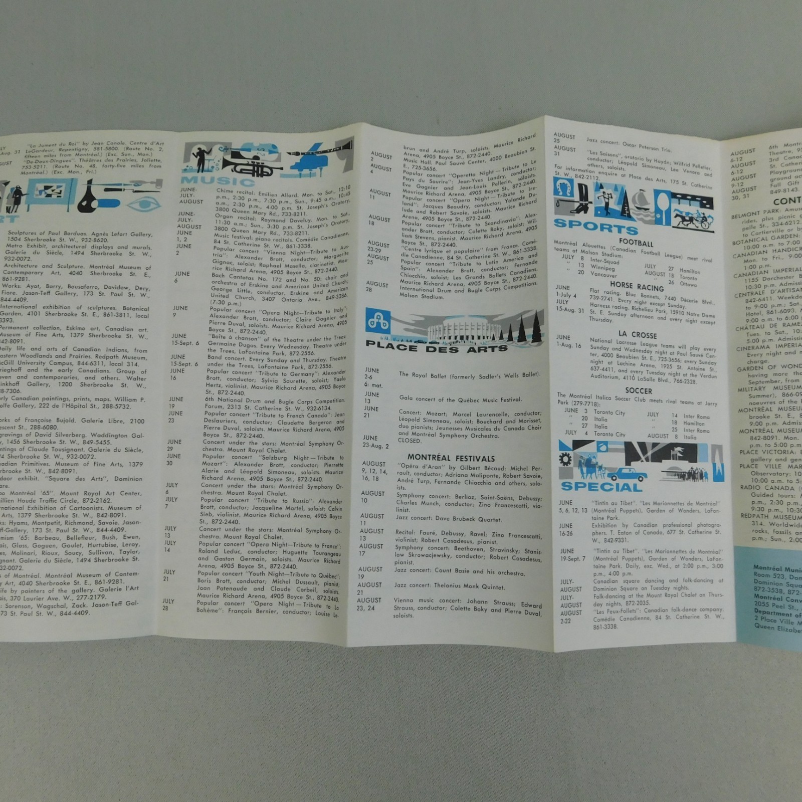 Vintage 1965 Montreal Calendar of Events Tourist Travel Brochure