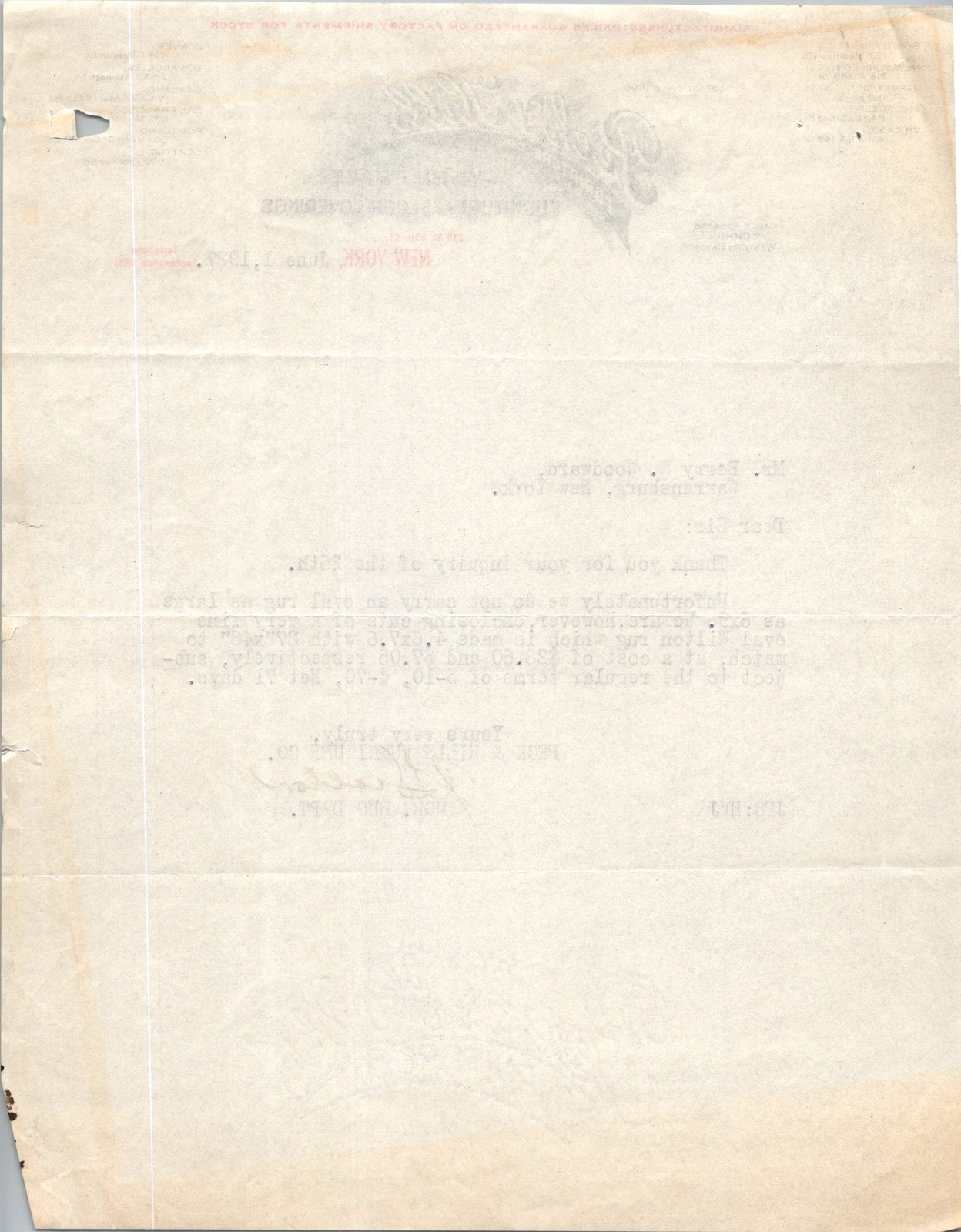 1933 American Photo Supply Co NY Mirror Carbon Copy Letter 8×10 11×14 Prices