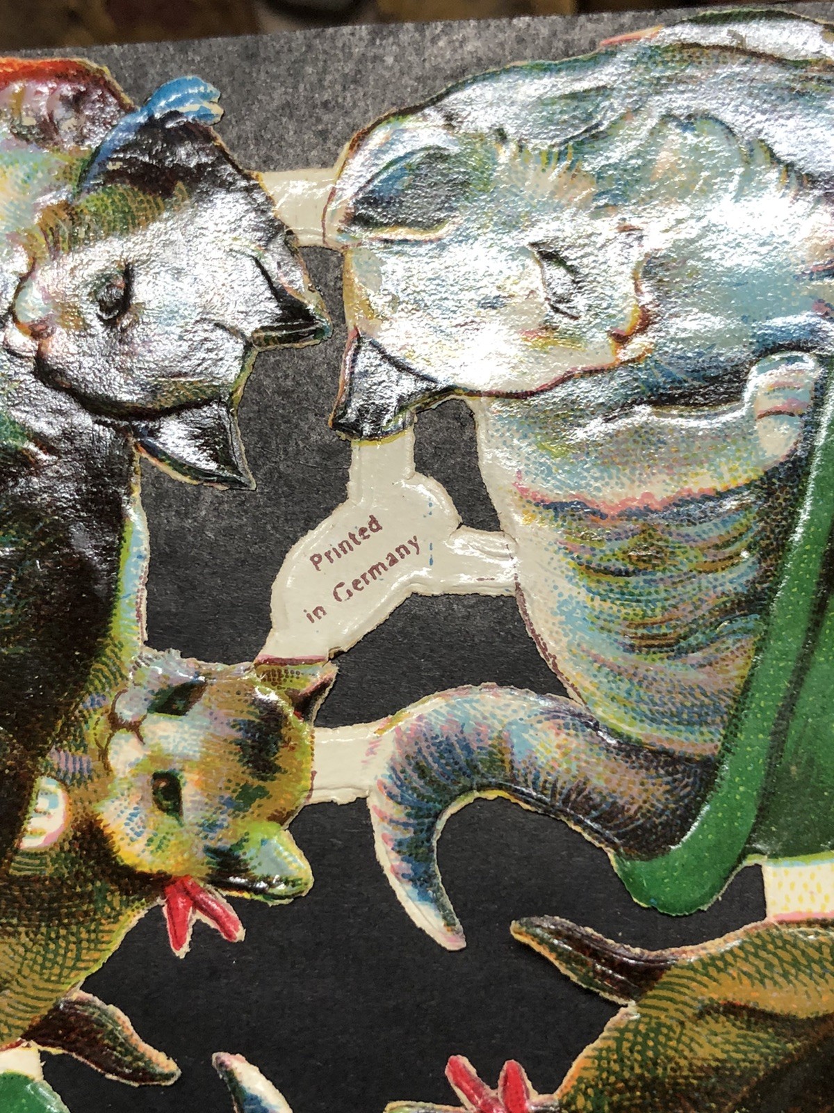 Black Cats & Cats in Basket Die Cut Scraps Glued on Paper Double Sided L4