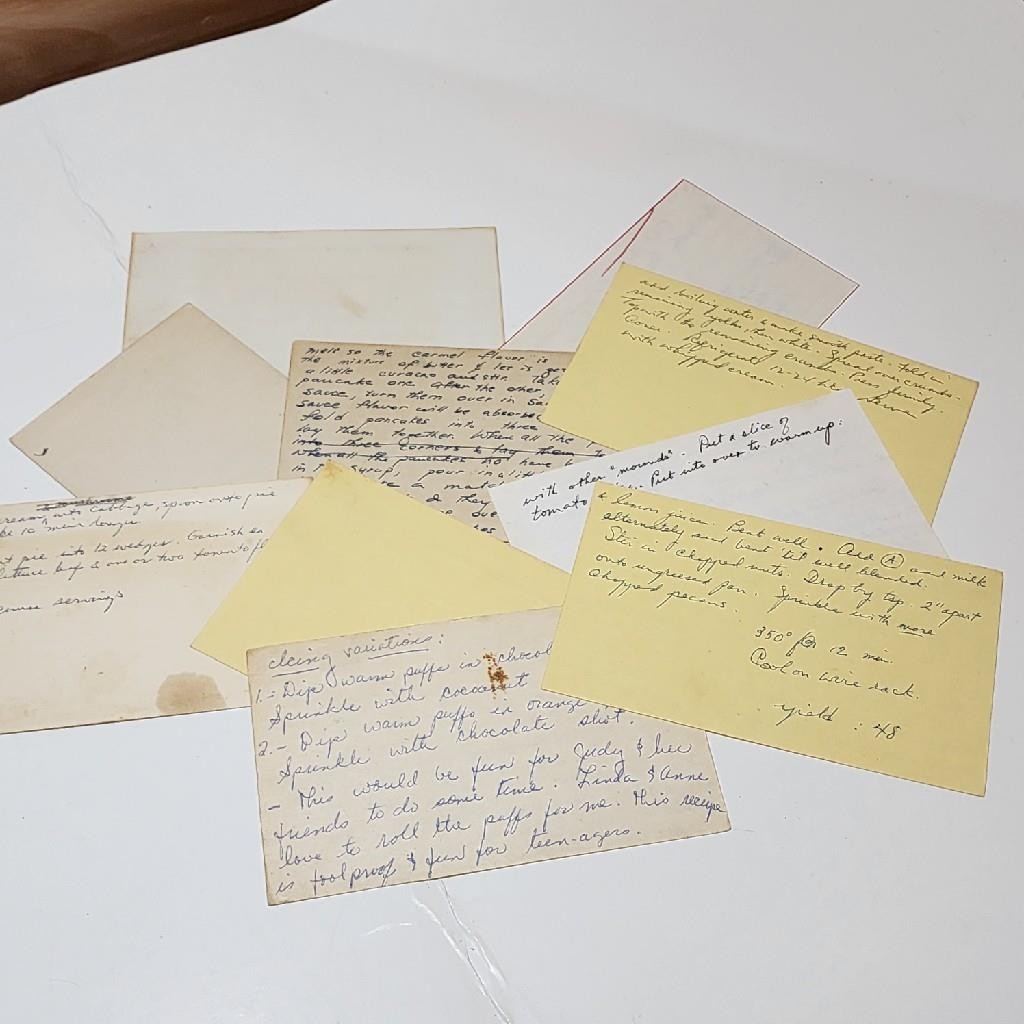 10 handwritten recipe cards 3×5 estate collection paper ephemera S50
