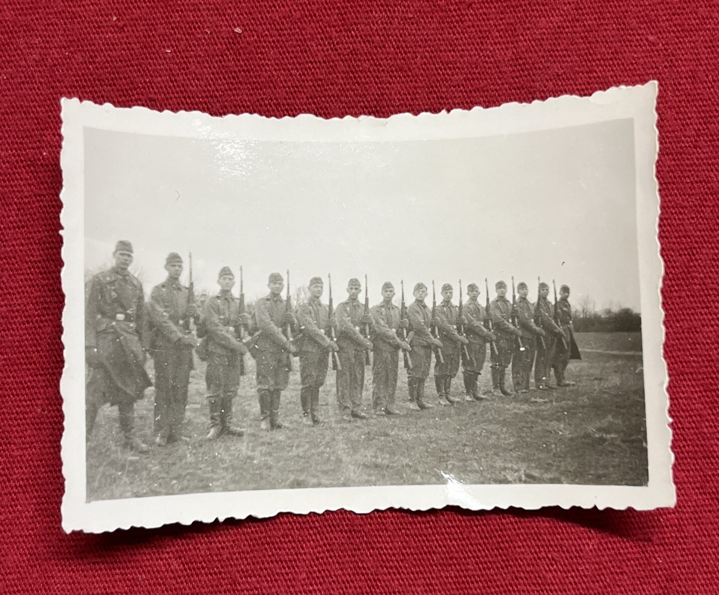 WW2 WWII Original German Military wartime Photo Soldiers Lined Up W Rifles