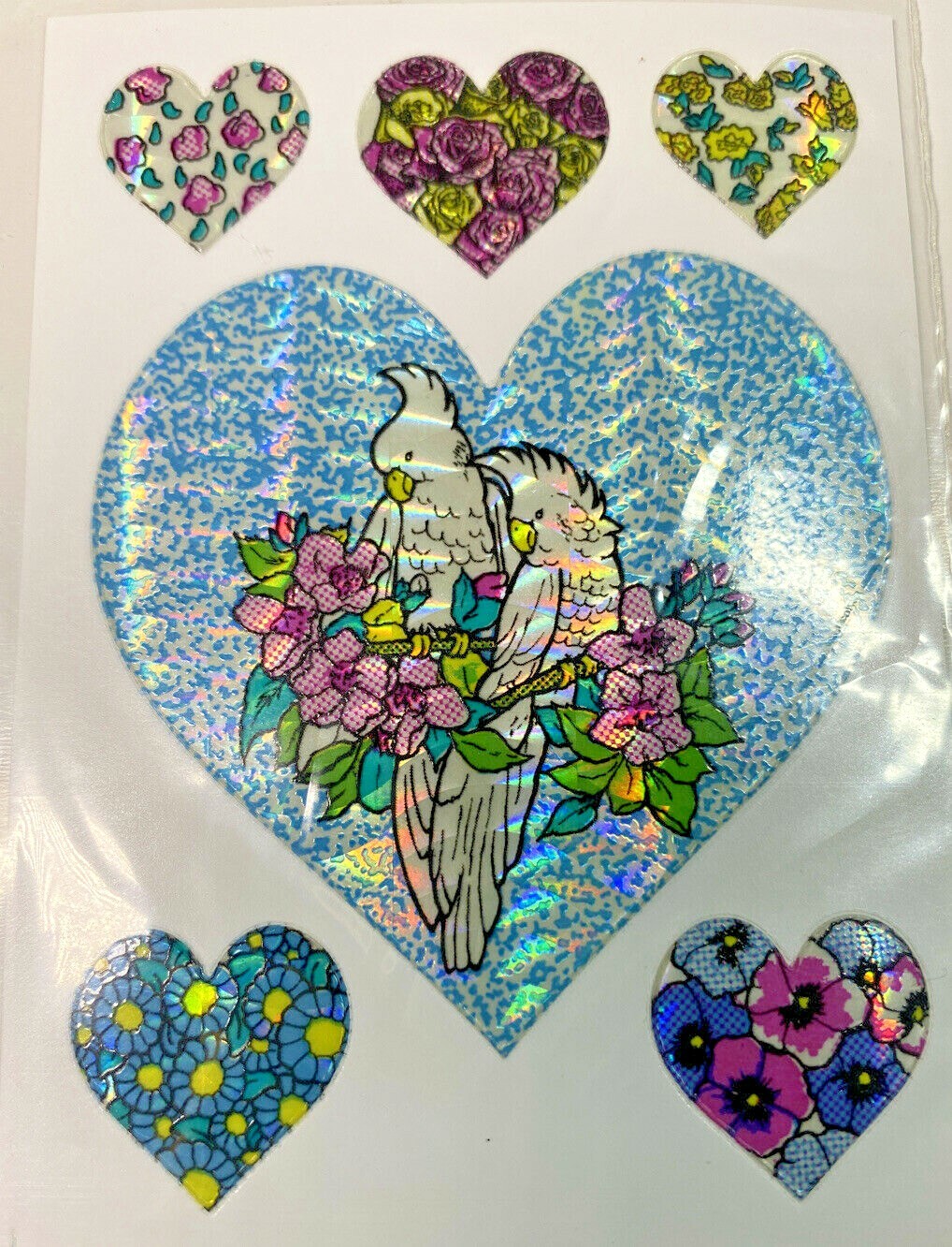 Vintage 1980’s Prism Cockatoos Flowers & Hearts Stickers