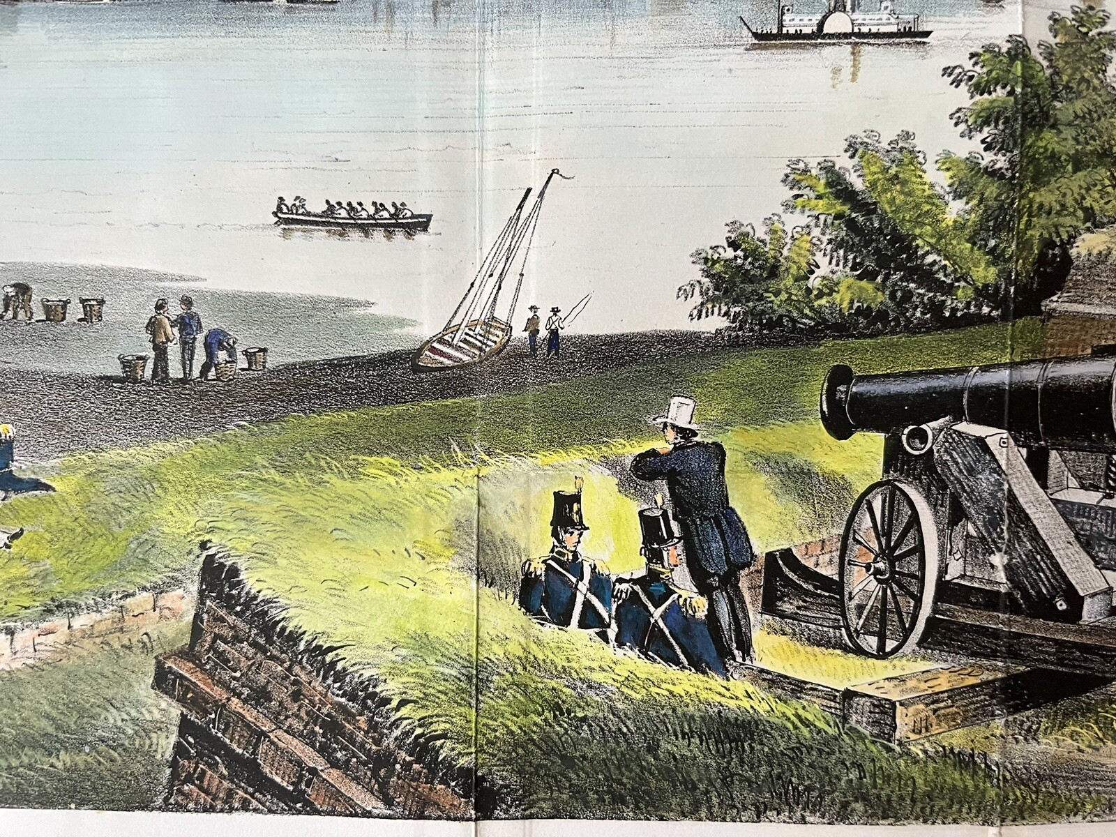 HAND COLORED PRINT GOVERNORS ISLAND, NEW YORK CITY, FROM 1860 VALENTINE’S MANUAL